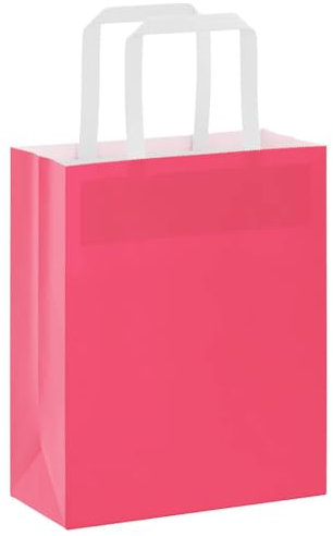 vidaXL Papiertragetaschen 50 Stk., Papiertüten mit Henkeln, Papiertüten, Geschenktüten für Einkaufen Hochzeiten Verpackungen Partys Geburtstag Weihnachten, Rosa 18x8x22cm