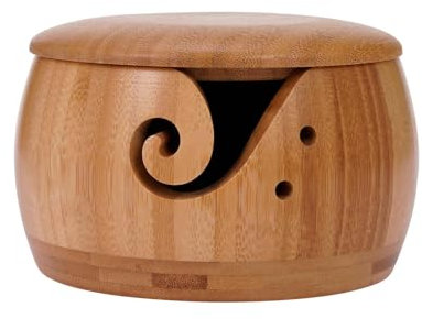 Wooden Yarn Bowl | Knitting Bowl Holder Wool Storage Bowl, Yarn Holder Wooden Bowl with Lid Knitting Wool Holder for Knitting Beginners and Enthusiasts