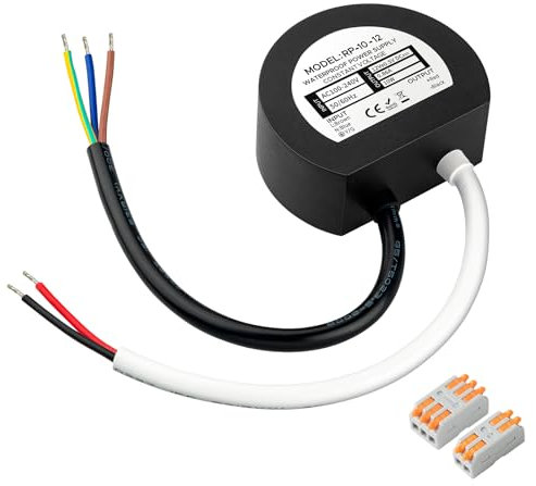 Karyoosi LED Trafo 12V, Trafo 230V auf 12V 10W 0.83A, Wasserdichtes IP67 Runder LED Transformator Für Beleuchtung im Innen- und Außenbereich