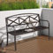 Gartenbank, Gartenbank Metall mit Ausziehbarem Tisch, Parkbank für Draußen, Wetterfest, Schmiedeeiserne Bank mit Rückenlehnen und Armlehnen, für Park, Terrasse, Veranda, Rasen