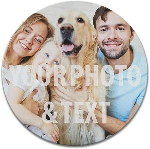 EKAM Personalised Mouse Mat, Customise with your Own Image and Text Mouse Mat Pad Circle, Non-Slip Rubber Base Pad for PC Laptop Computer Gaming Room Home Office Fathers Day Teacher Present