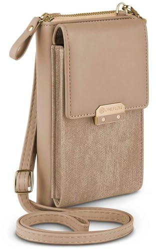 ONEFLOW Bliss Purse für Fairphone 4 Handytasche zum Umhängen Damen mit Portemonnaie, Handy Umhängetasche mit Geldbörse und Handyfach, Kleine Handtasche, Cream Beige