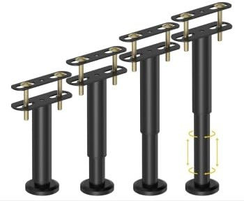 4 gambe del letto regolabili, gambe regolabili in altezza, altezza 18-32 cm, gamba di supporto per travi centrali, gambe stabili in metallo per mobili fai da te, mobili da cucina, divano letto