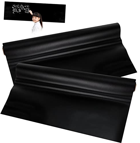 Uonlytech Film Adhésif Tableau Noir Autocollant 2 Pièces 45x200 Cm Pvc Amovible Polyvalent Cuisine Bureau École Fournitures Scolaires