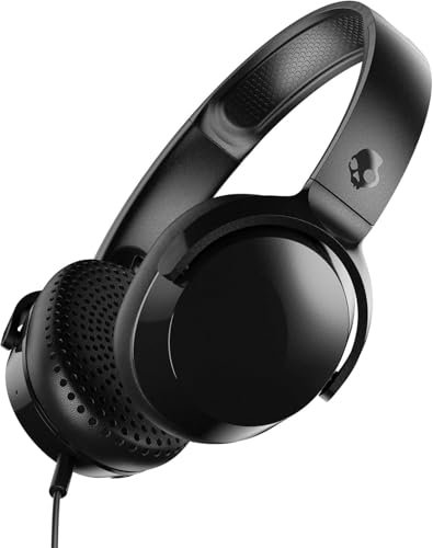 Skullcandy Riff Wired On-Ear Headphones – Black, Lightweight Design, Supreme Sound, Built-in Microphone, Music & Call Controls, Tangle-Free Cable – Comfortable Everyday Use