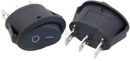 Mini interruptor basculante ovalado de 2 posiciones y 3 pines, color negro, encendido y apagado, CA 6 A, 250 V, 10 A, 125 V, for hervidor de agua.