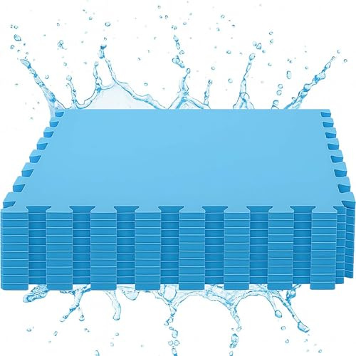 BURI Summer Poolmatte 9er Set | 50x50 cm pro Matte | 2,25 m² Gesamtfläche | Blau | rutschfeste Bodenfliesen für Pool, Whirlpool, Garten & Fitness | 4 mm dick | Erweiterbares Stecksystem