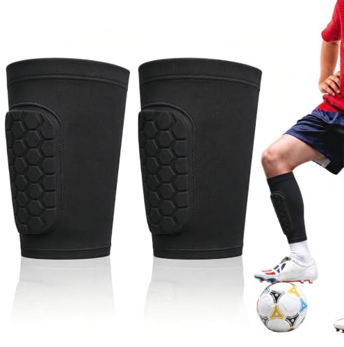 AYBUY Parastinchi da Calcio, 1 Paia Parastinchi Calcio Calzini Maniche con cuscinetti a nido d'ape, Elastico Paratibie per sci, calcio, ciclismo, arrampicata