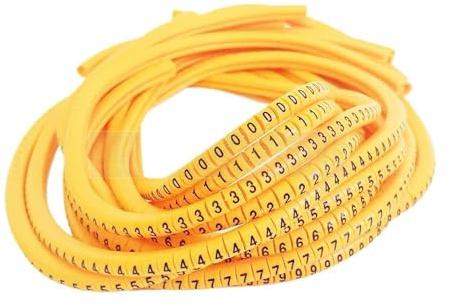 Yellow Color PVC Cable Marker EC-0 EC-1 Cable Wire Marker Number 0 to 9 Size 1.5 sqmm Markers Insulation Wire for Cable Management and Daily Marking(EC-0-yellow-1000pcs)