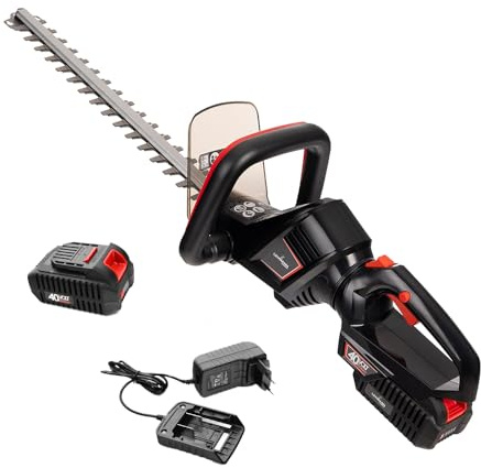 LEHMANN Akku Heckenschere 40V mit Akku 2Ah & Ladegerät, bürstenloser 500W Motor, 55 cm Schwert, 22 mm Schnittstärke, rostgeschützte Klinge, Heckenschere elektrisch LGAHT-4045-SET