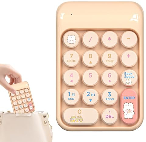 Wireless Number Pad – 18 Key 2.4G Compact External Numeric Keypad Cute Ergonomic Design | Portable Wireless Numpad for Fast Data Entry and Calculation | Ideal for Financial Accounting Office Work