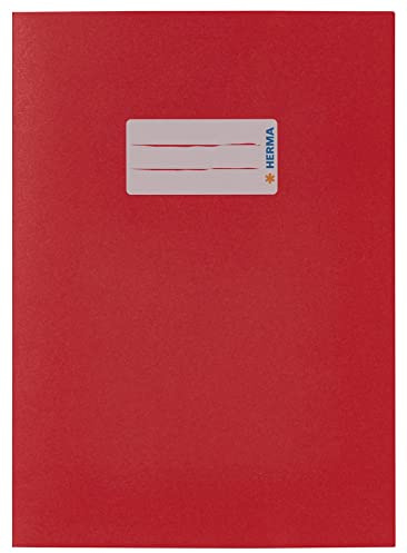 HERMA 5502 Heftumschlag A5 Papier Rot, Hefthülle mit Beschriftungsfeld aus extrem kräftigen Papier & satten Farben, Heftschoner für Schulhefte, farbig