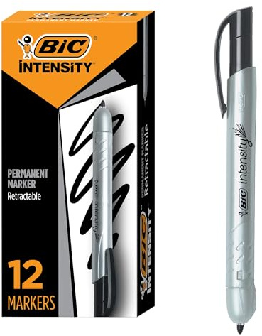 BIC Intensity Permanent Markers, Fine Bullet Tip, Black, 12-Count Pack