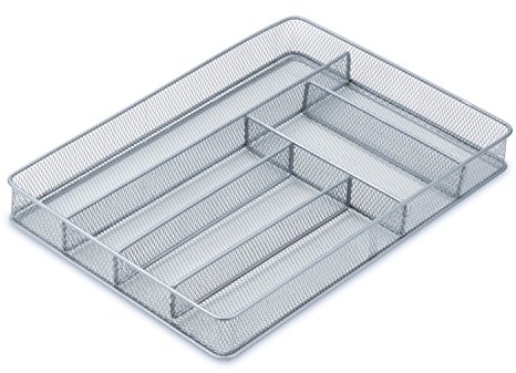 Honey Can Do KCH02162 Bac à Couverts en Maille d'acier/Métal Argent 40,6 x 28,6 x 5,09 cm