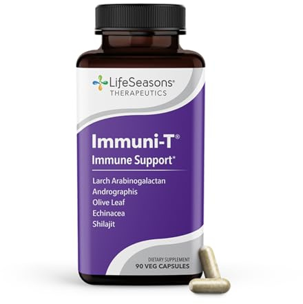 LifeSeasons Immuni-T - Immune Support Supplement - Immunity System Booster - Natural Cold & Flu Relief - Elderberry, Echinacea, Andrographis, Arabinogalactans & Olive Leaf - 90 Capsules