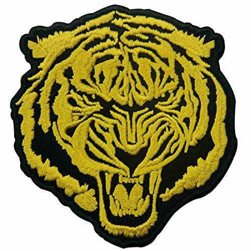 Aufnäher, bestickt, Design: Der brüllende Goldtiger, zum Aufbügeln oder Aufnähen