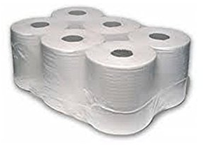 Thali Outlet - Lot de 6 rouleaux de papier essuie-mains à dévidage central blanc 2 plis 100 m