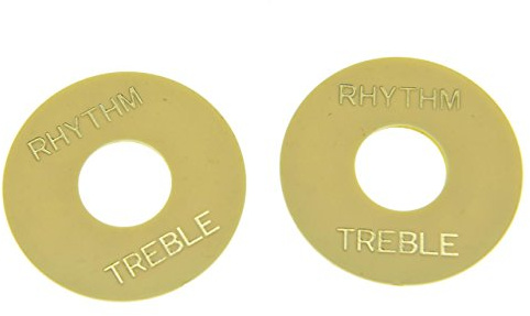 Dopro 2pcs Cream with Gold Letter LP Guitar Toggle Switch Washer Plate Rhythm Treble Ring for Les Paul