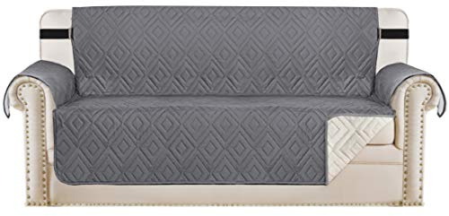 Wendbare Sofabezug, Sofabezug, Couch-Abdeckung, wasserdicht, für Stuhl, 5.1 cm elastische Riemen, Couch-Überzug für Wohnzimmer, Couch-Bezüge für Hunde (1 Sitzer, grau, Oversized Sofa