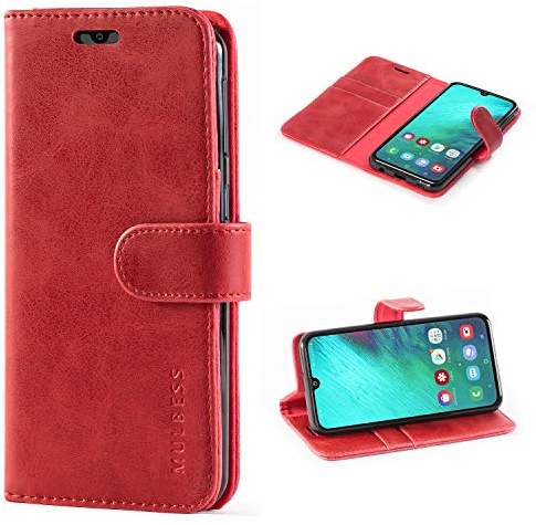 Mulbess Handyhülle für Samsung Galaxy A40 Hülle, Leder Flip Case Schutzhülle für Samsung Galaxy A40 Tasche, Wein Rot
