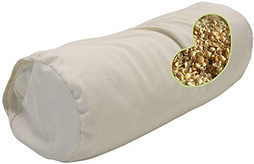 Bean Products Wheatdreamz - Almohada de mijo orgánico + funda natural para el cuello, 15,2 x 40,6 cm, funda de algodón orgánico con cremallera, fabricada en Estados Unidos por