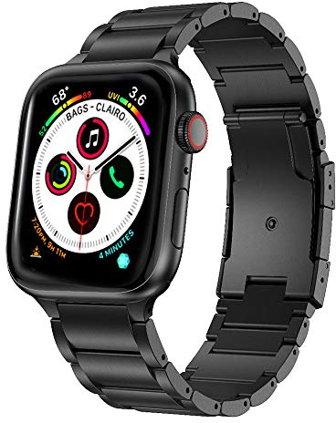 ANBEST Titan Armband für Apple Watch Armband 49mm 45mm 44mm 42mm Titan Legierung Metall Ersatz Armband für Apple Watch SE 2 SE Series 9 8 7 6 5 4 3 2 1 (Schwarz)