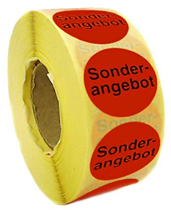 1.000 Aktionsetiketten Sonder-angebot | rund leuchtrot auf Rolle 32 mm, Etiketten permanent selbstklebend