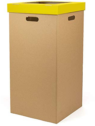 Only Boxes Poubelle en carton avec couvercle Dimensions 34,2 x 34,2 x 68 cm Jaune