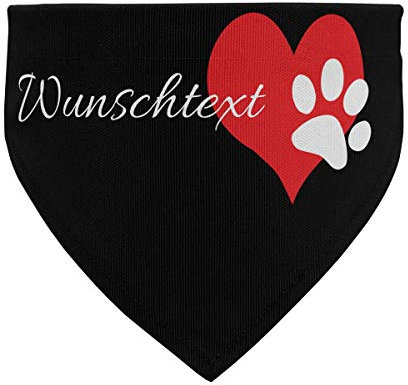 printplanet® - Hundehalstuch mit Name oder Text - Halstuch für Hunde - Layout Pfotenherz - Größe L