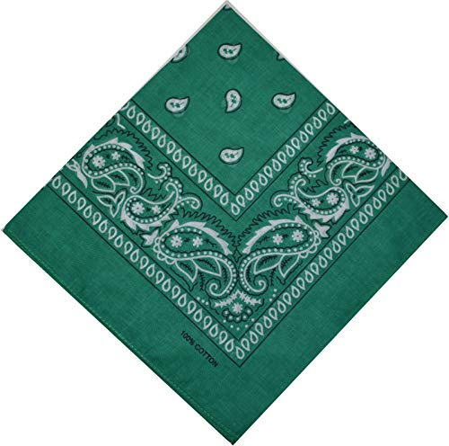 Bandana Halstuch Biker 1er 3er 6er 12er Pack Nikki Tuch Schal Paisley Kopftuch 100% Baumwolle 25 Farben (1er, malachitgrün)