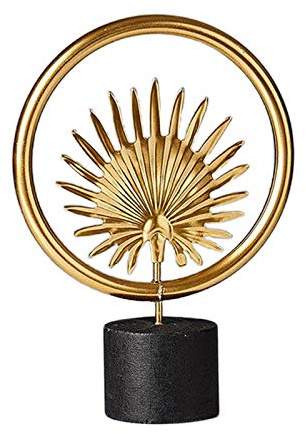 Fenteer Metall Blätter Deko, Gingko Blatt Skulptur mit Holz Basis, Handcrafted Kunst Statue für Wohnzimmer Flur Schlafzimmer Desktop Decor, Housewarming Geschenk
