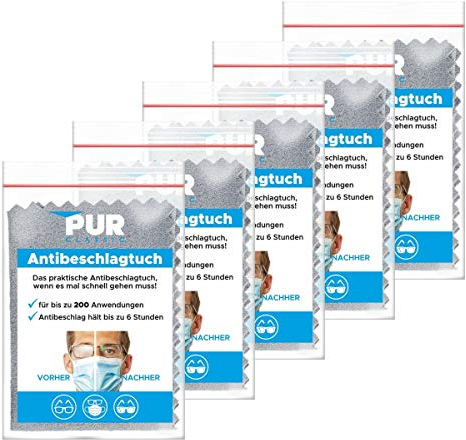 5x Antibeschlag Tuch für Brillen, Antifog Tuch, Microfaser Brillenreinigungstuch bis zu 200 Mal Wiederverwendbares Microfaser