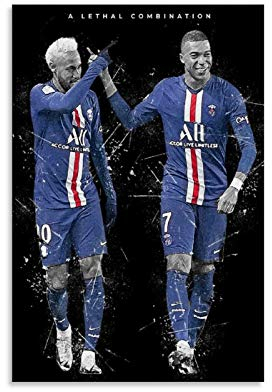 ASDLK Displate Mbappe Neymar Poster, dekoratives Gemälde, Leinwand, Wandkunst, Wohnzimmer, Poster, Schlafzimmer, Gemälde, 40 x 60 cm