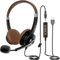 USB Headset with Microphone, 3.5mm Jack & USB Adapter, PC Headphones with In-Line Control for Laptop, Computer Headset with Mic-Mute designed for Cell Phone/Skype/Zoom/Call Centre/Business/Team Work