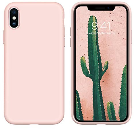 DOMAVER Case for iPhone XS Case Liquid Silicone Slim Soft Gel Lightweight Smooth Rubber Microfiber Lining Anti-yellow Full Protective Shockproof Cover Cases for iPhone XS Max 6.5 inch – Pink