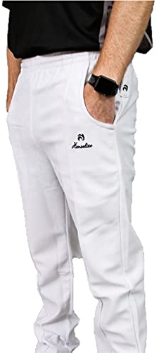 Henselite Mens Sports Lawn Bowling Trousers-Color White-Waist S, 31 inch LegLength