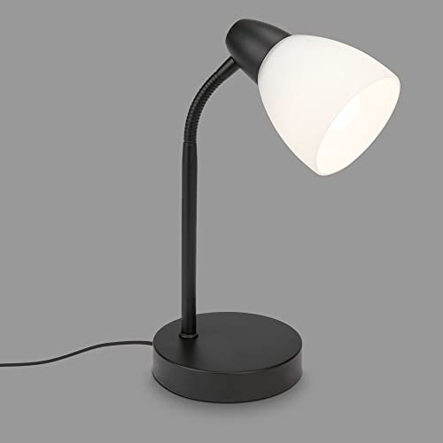 BRILONER Leuchten - Tischleuchte, Tischlampe inkl. Kabelschalter, 1x E14, max. 25 Watt, Weiß-Schwarz, 185x300mm (DxH)