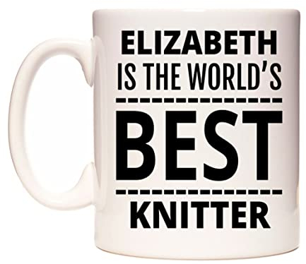 WeDoMugs Elizabeth is The World's Best Knitter Ceramic 11oz Coffee Mug