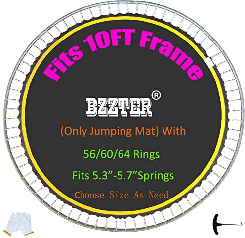 Bzzter Trampolin-Ersatzmatte 3 m, Trampolinmatte passend für 3 m Rahmen mit 60 Ringen, 260 cm Durchmesser, Match 135 - 14 cm Feder, ohne Rahmen und Federn (nur Trampolinmatte), mit Federwerkzeug und