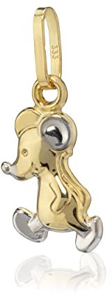 NKlaus Kinder Kettenanhänger Mouse klein 333 Gelb Gold 8 Karat glänzende Bicolor 12961