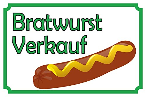 Blechschild 30 x 20 cm Bratwurst Verkauf - DekoNo7
