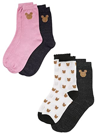 ONOMATO! Mickey Mouse Damen Frauen Strümpfe Socken 4er Pack