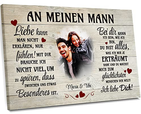 Love Faith Besonders (an ihn) Paar-Leinwand 60 x 40 cm - Personalisiertes Wandbild als Geschenk für Mann/Freund mit eigenem Foto