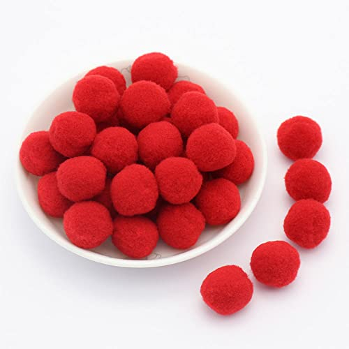 15mm ca. 144 Stück Bunte Mini Pompons zum Basteln filzkügelchen Bunt pom pom Bälle Kleine Bommeln Flauschigen Plüschbälle für Dekorieren Verzieren Nähen DIY Kreativen Handwerk,Rot