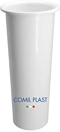 Comil Plast | Portafiori Interno in plastica per Vaso da cimitero Colore Bianco | Diametro 9 cm, Altezza 24 cm.