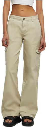 Urban Classics Damen Hose Ladies High Waist Straight Denim Cargo Pants Offwhite raw 29