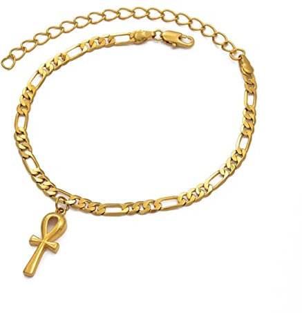 LAYCHEN Ägyptisches Ankh-Kreuz-fußkettchen Für Damen, Goldfarben, Afrikanische Charms, Fußschmuck, Mädchen, Ägyptische Hieroglyphen, Crux Ansata