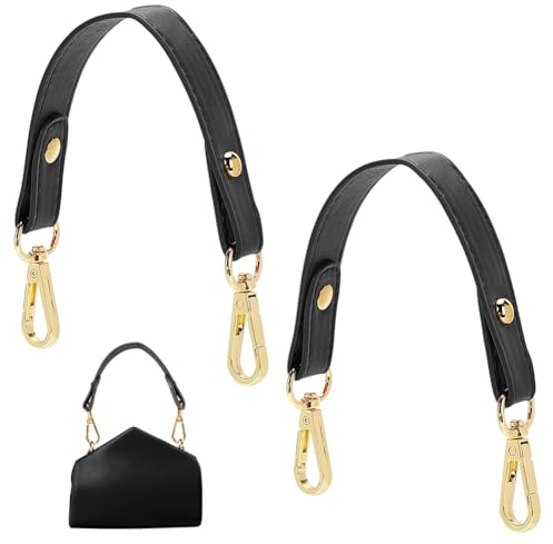 WADORN 2 Stück Kurze Schultertaschengurte Aus PU-Leder, 28 cm Geldbörsengriff Ersatz Handtaschengriffe DIY-Taschenriemen Tragetaschen Zubehör Für Geldbörsen Clutch-Taschengriff, Schwarz, 2.3cm Breit