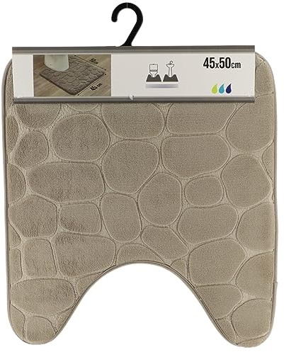 LiKeKa WC-Vorleger mit Ausschnitt, Weicher Badezimmerteppich rutschfest & Maschinenwaschbar, Badteppich mit Memory Foam & Mikrofaser aus Polyester, 45x50 cm für die Toilette, Taupe