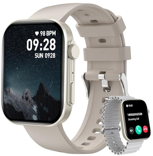 BRIBEJAT Smartwatch Damen Herren mit Telefonfunktion, 2,01 HD Touchscreen Fitness Tracker, 110+ Sportmodi, Fitnessuhr mit Herzfrequenz Schlafmonitor, IP68 Wasserdicht Uhr für Android iOS, Weiß